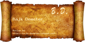 Bajk Demeter névjegykártya
